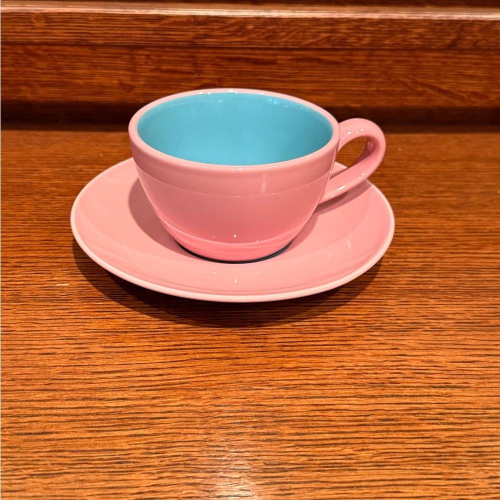 Lindt Stymeist Colorways Flat Cup and Saucer (Pink/Turquoise) - Mint Condition